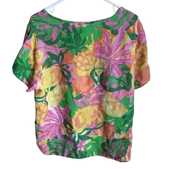 C&C California 100% Linen Top Shirt Blouse SZ 1X fruit print New w/tags - Picture 2 of 5